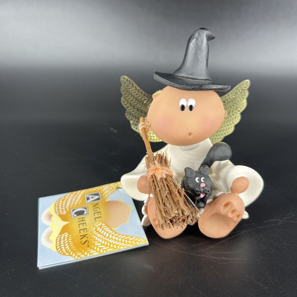 Vintage 2001 Angel Cheeks Halloween Witch Cat Broom Russ Kirk Critters W/ Tag
